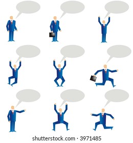 art illustration of an executive man in various positions