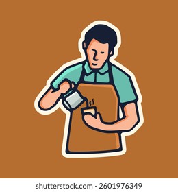 Art Illustration flat design barista coffee shop good for sticker and icon