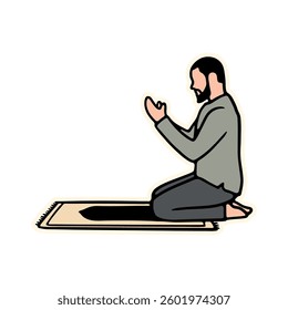 Art Illustration flat design muslim pray good for icon and sticker
