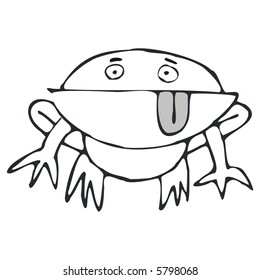 art illustration of a frog over a stone