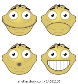 art illustration: funny faces for emoticons