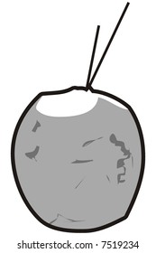 art illustration in gray scale: a coconut