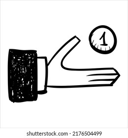 art illustration hand draw vector symbol icon of hand recieve coin