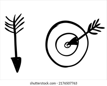 art illustration hand draw vector symbol icon of set target with arrow