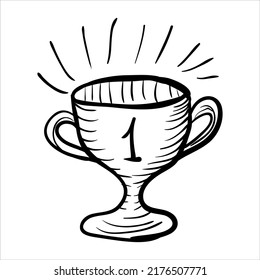 ilustración de la mano dibujar símbolo vector icono de la copa trofeo champ