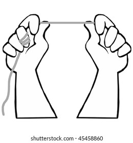 art illustration: hands holding a thread