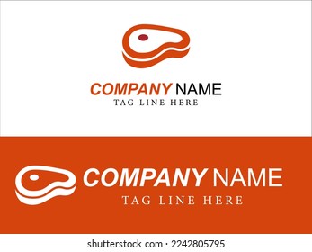 Art illustration icon design concept flat logo symbol emblem isolated vector of food meat steak