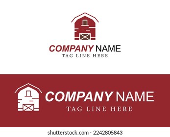 Art illustration icon design concept flat logo symbol emblem isolated vector of farm house