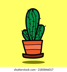 Art illustration icon logo colorful symbol design of cactus pot 
