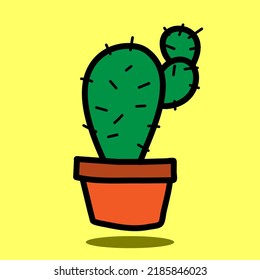 Art illustration icon logo colorful symbol design of cactus pot 