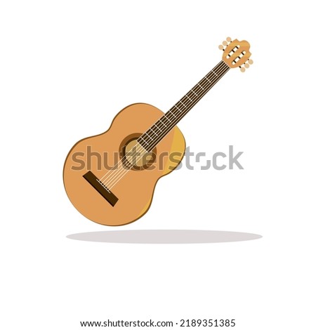 Art illustration icon logo music tools design concept symbol of guitar wood