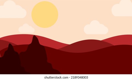 Art illustration landscape view design concept cartoon flat of scenery nature