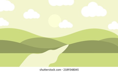 Art illustration landscape view design concept cartoon flat of scenery nature