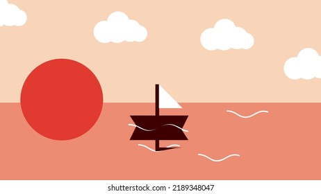 Art illustration landscape view design concept cartoon flat of scenery nature