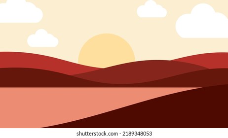 Art illustration landscape view design concept cartoon flat of scenery nature