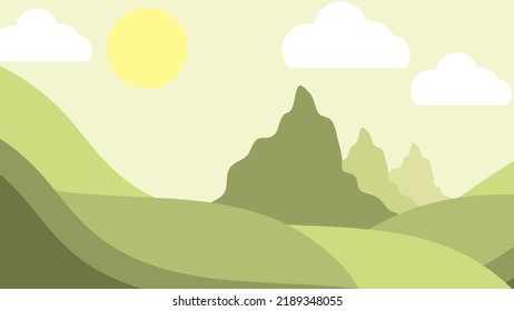 Art illustration landscape view design concept cartoon flat of scenery nature