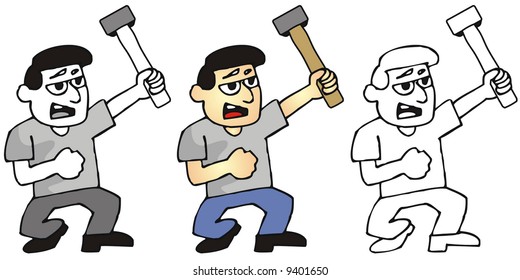 art illustration of a man with a hammer
