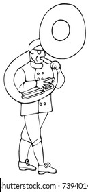 art illustration: a musician playing a tuba