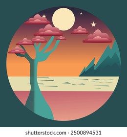 Art illustration with nature, vector illustration.