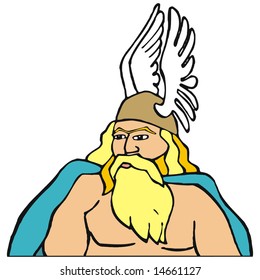 art illustration: odin, the viking god