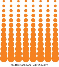 Art and Illustration, orange dots gradation. Gradation of points relative to each other creates an optical illusion, sharp edges, white background.
