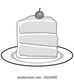 art illustration: a piece of cake with a cherry