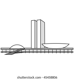 art illustration of Planalto Palace, the brazilian national congress, in Brasilia