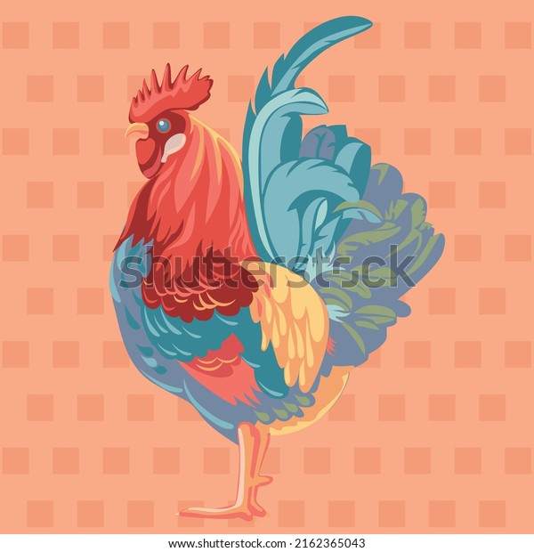 Art Illustration Print Pattern Cockerel On Stock Vector (Royalty Free ...