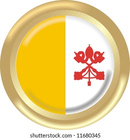 art illustration: round gold medal with flag of vatican city