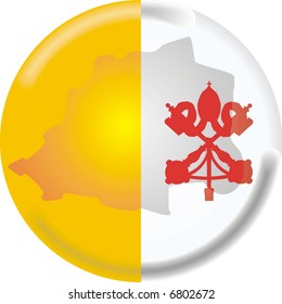 art illustration: round gold medal with map and flag of vatican city