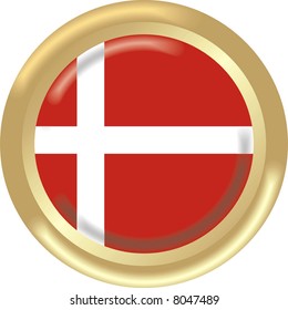 art illustration: round gold medal with the flag of denmark