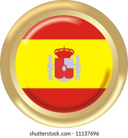 art illustration: round medal with the flag of spain