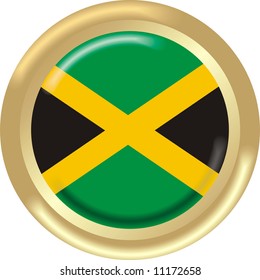 art illustration: round medal with flag of jamaica