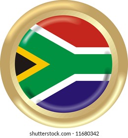 art illustration: round medal with flag of south africa