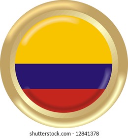 art illustration: round medal with the flag of colombia