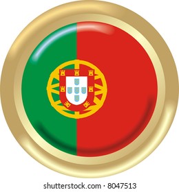 art illustration: round medal with the flag of portugal