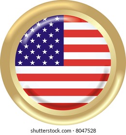 art illustration: round medal with the flag of united states