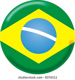 art illustration: round medal with the flag of brazil