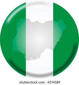art illustration: round medal with map and flag of nigeria