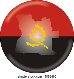 art illustration: round medal with map and flag of angola
