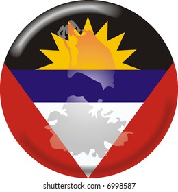 art illustration: round medal with map and flag of antigua and barbuda