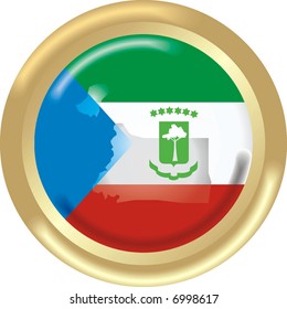 art illustration: round medal with map and flag of guinea equatorial