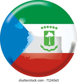 art illustration: round medal with map and flag of guinea equatorial