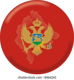 art illustration: round medal with the map and the flag of montenegro