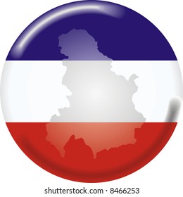 art illustration: round medal with the map and the flag of serbia & montenegro