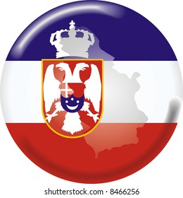 art illustration: round medal with the map and the flag of serbia