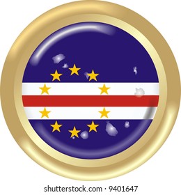 art illustration: round medal with map and flag of cape verde