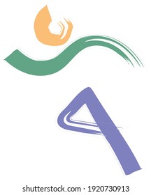 Art and Illustration of running athlete logo and symbol with abstract lines. Vector and image of a sprinter icon 