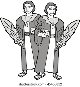 Art Illustration Of Saints Cosmas And Damian