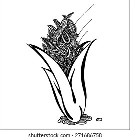 Art illustration seedling with patterns